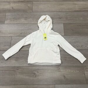 NEW All in Motion Ribbed Hoodie Girls M (8) Cream  Cropped Super Soft